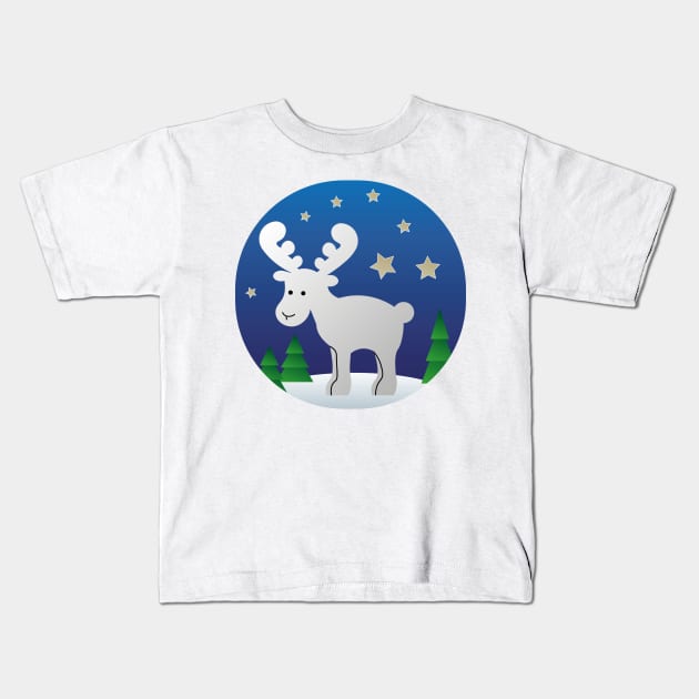 Ferdinand white elk Kids T-Shirt by Karroart